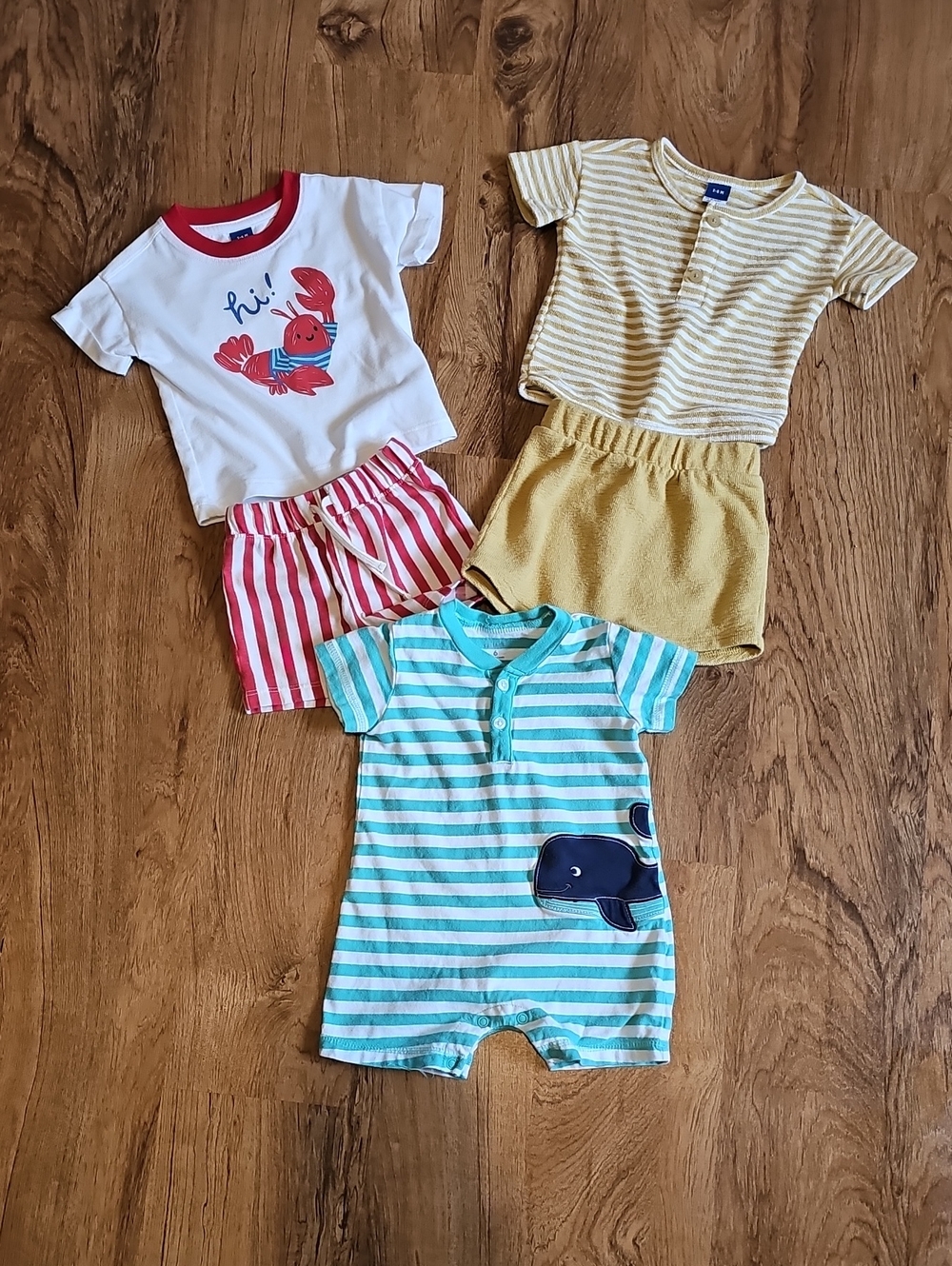 3-6 Month Baby Rompers and Sets - Turquoise, Red, Yellow
